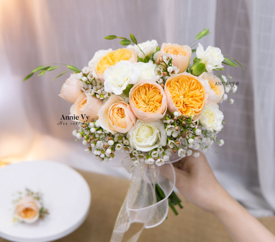 Hoa Cưới Juliet Cam mix Thanh Liễu E359 - Image 2