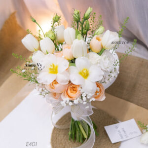 Hoa Cưới Tulip Trắng mix Juliet E401