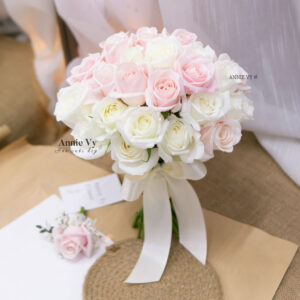 Hoa Cưới Hồng Pastel mix Hồng Trắng E435