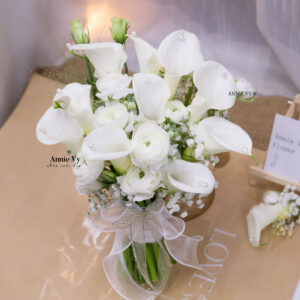 Hoa Cưới Mao Lương Trắng mix Calla Trắng E626