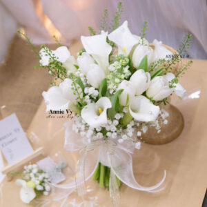 Hoa Cưới Calla mix Tulip Trắng E639