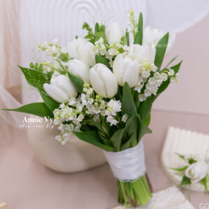 Hoa Cưới Linh Lan 25 Cành mix Tulip Trắng G023