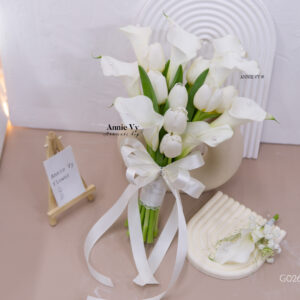 Hoa Cưới Calla mix Tulip Trắng G026