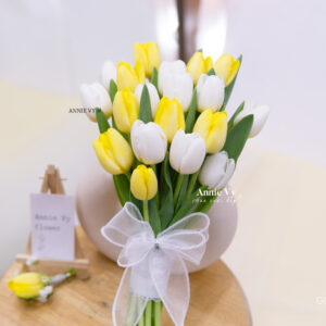 Hoa Cưới Tulip Vàng mix Tulip Trắng G030