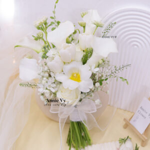 Hoa Cưới Calla mix Tulip Trắng G049
