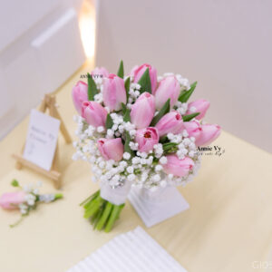 Hoa Cưới Tulip Hồng mix Baby G105