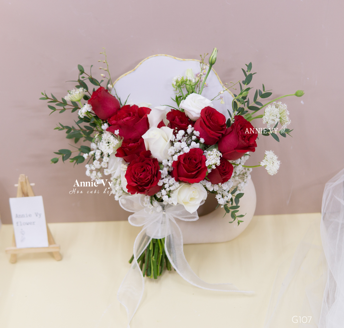 Hoa Cưới Quạt Tròn tone Đỏ G107 - Image 4