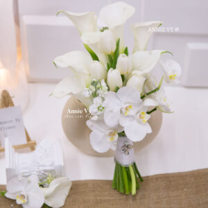 Hoa Cưới Calla mix Tulip Trắng, Lan Midi G219