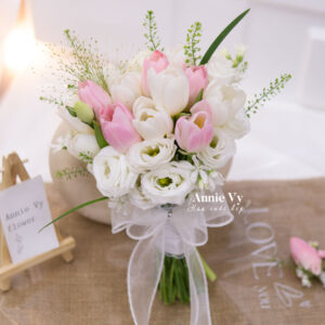 Hoa Cưới Tulip Hồng mix Tulip Trắng G236