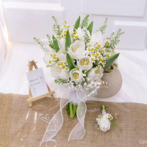 Hoa Cưới Tulip Trắng mix Cúc Tana G241