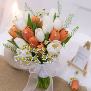 Hoa Cưới Tulip Cam mix Tulip Trắng G267