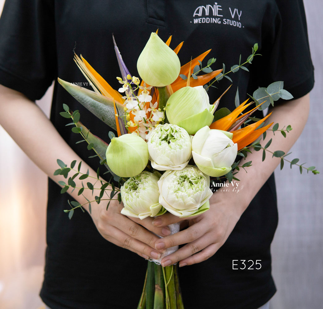 Hoa Cưới Sen Trắng mix Thiên Điểu E325 - Image 5