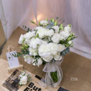 Hoa Cưới Mao Lương Trắng mix E506