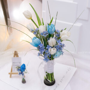 Hoa Cưới Tulip Xanh Blue mix Sao Xanh G520