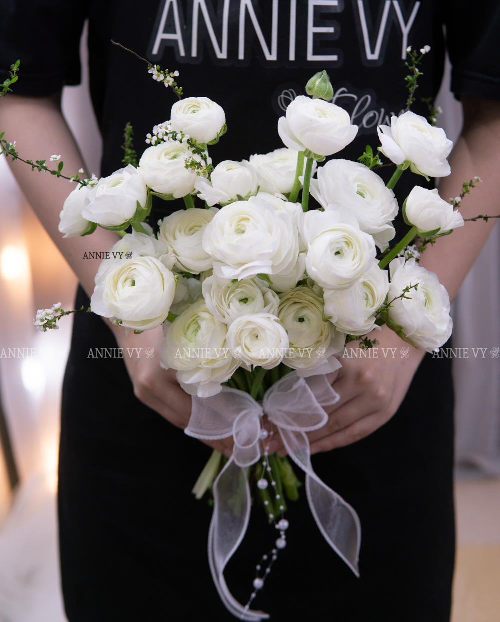Hoa Cưới Mao Lương Trắng mix Tuyết Mai G633 - Image 2