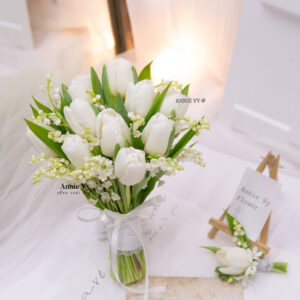 Hoa Cưới Linh Lan 25 Cành mix Tulip Trắng G733