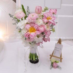 Hoa Cưới Tulip Hồng mix Mao Lương Hồng H008