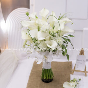 Hoa Cưới Calla Trắng mix Lan Midi, Voan H044
