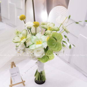 Hoa Cưới Tulip Xanh Lá mix Hồng Môn Xanh Lá H059