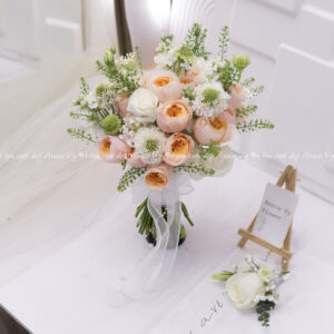 Hoa Cưới Juliet Cam mix Scabiosa Trắng H068