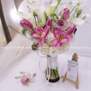 Hoa Cưới Calla mix Tulip Nhuộm Hồng, Dạ Lan Hương H088
