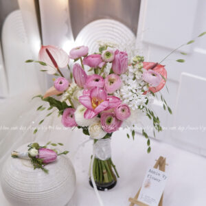 Hoa Cưới Tulip Hồng mix Mao Lương Hồng H203