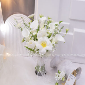 Hoa Cưới Calla mix Tulip Trắng, Sao Trắng H225