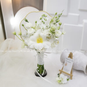 Hoa Cưới Quạt Tròn tone Trắng H229