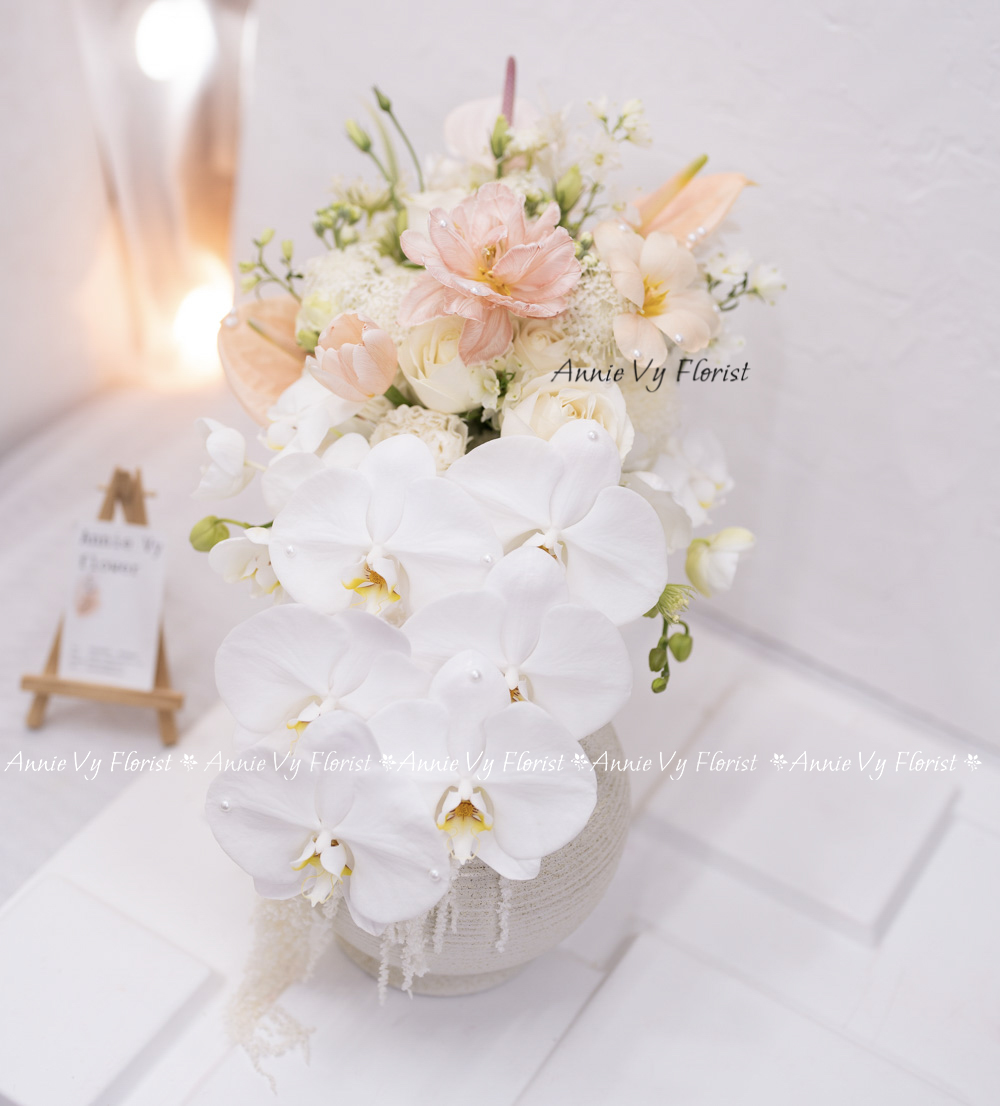 Hoa Cưới Thác Đổ tone Nâu Hồng Cam Pastel H342 - Image 3