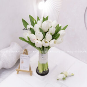 Hoa Cưới Tulip Trắng 20 Hoa Basic H359