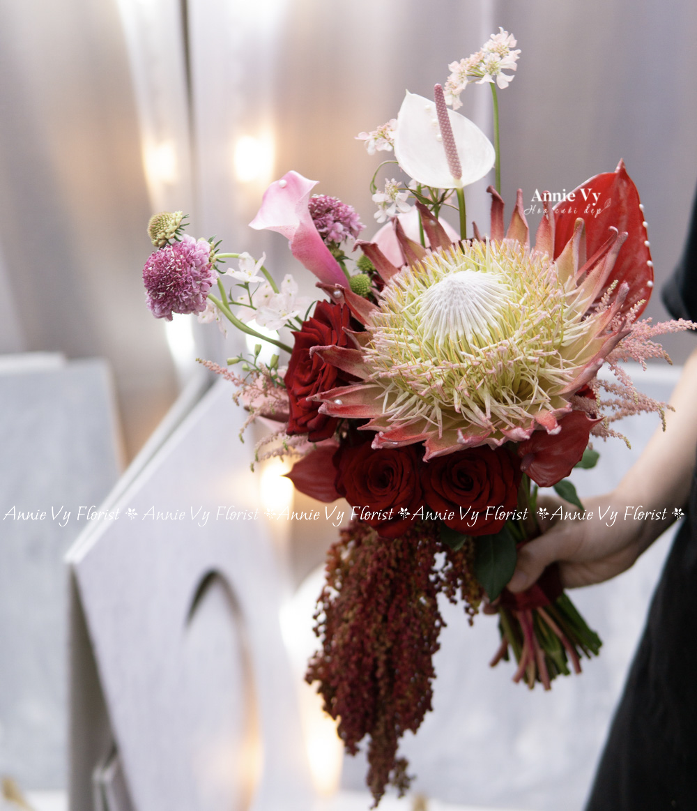 Hoa Cưới Thảo Đường Hoàng Đế Đỏ mix Calla Hồng H374 - Image 3