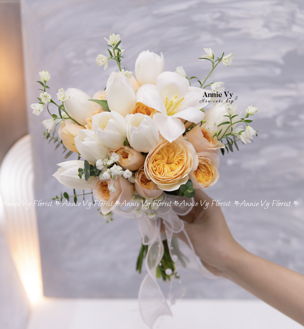 Hoa Cưới Tulip Trắng mix Juliet H403 - Image 4