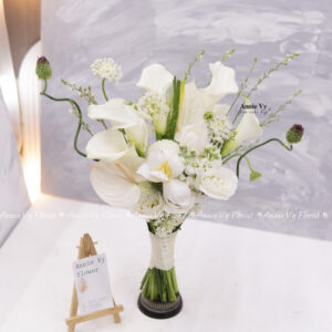 Hoa Cưới Calla mix Tulip Trắng, Hồng Môn Trắng H448