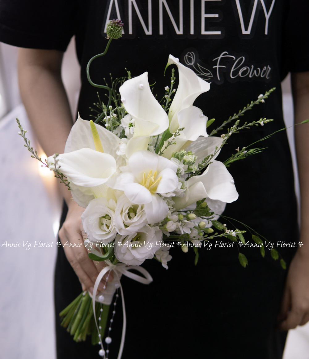 Hoa Cưới Calla mix Tulip Trắng H450 - Image 4