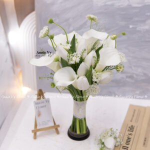 Hoa Cưới Calla mix Tulip Trắng, Voan H498