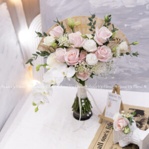 Hoa Cưới Quạt Xòe Hồng Pastel H517