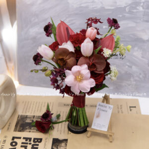 Hoa Cưới Tulip Hồng mix Hồng Đỏ H614