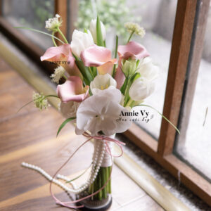 Hoa Cưới Calla Hồng mix Tulip Trắng H732