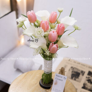 Hoa Cưới Calla mix Tulip Hồng Đào H330