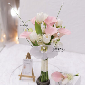 Hoa Cưới Calla Hồng mix Tulip Trắng H757