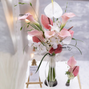 Hoa Cưới Calla Hồng mix Hồng Môn Trắng, Lan Thái H822