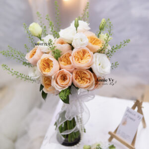 Hoa Cưới Juliet Cam mix Cát Tường Trắng H824