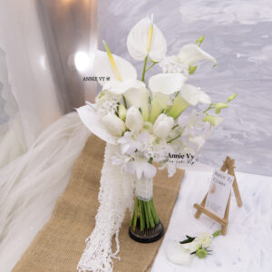 Hoa Cưới Calla Trắng mix Tulip Trắng, Lan Thái H854