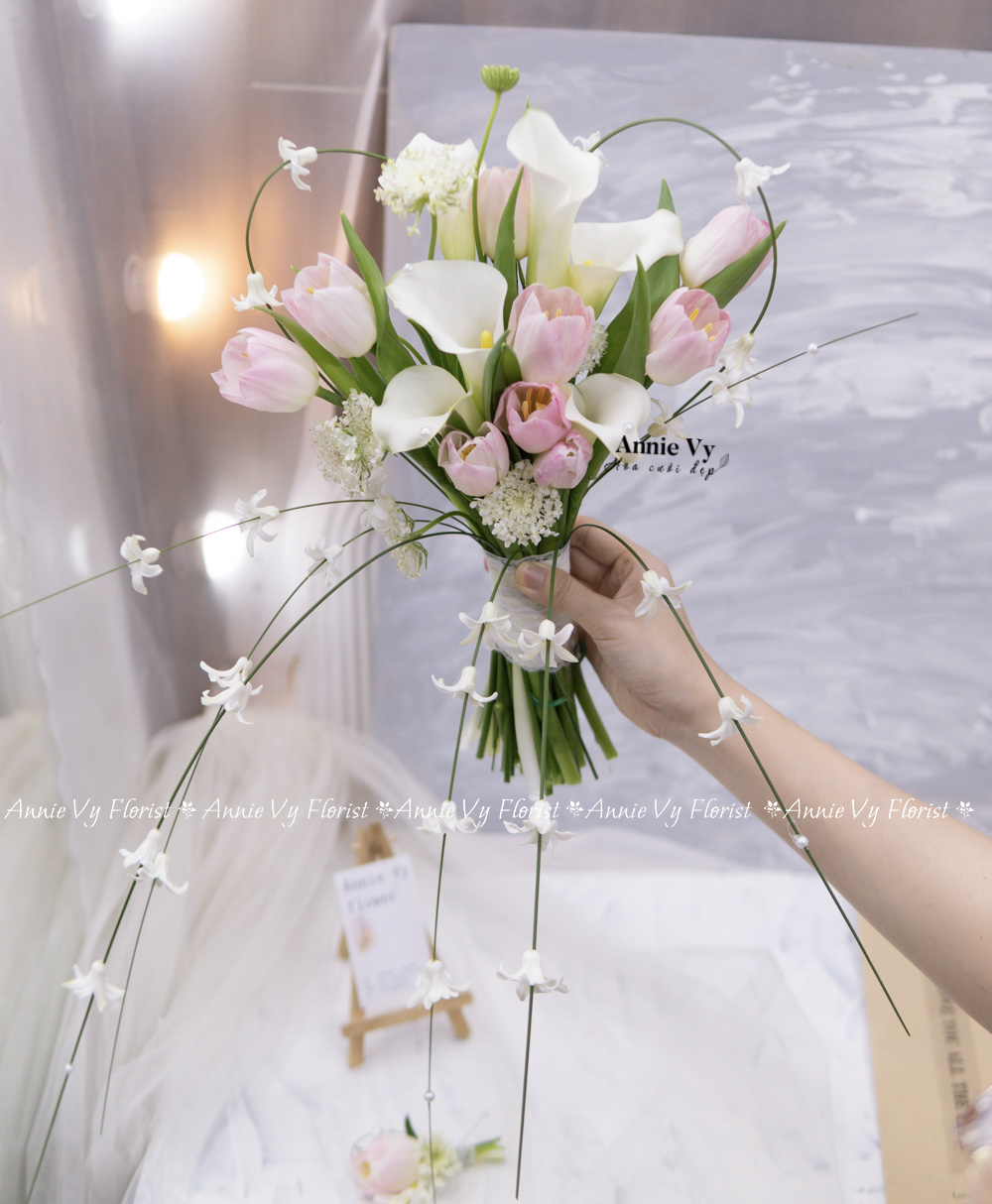 Hoa Cưới Calla mix Tulip Hồng, Rủ Dạ Lan Hương H923, HA457 - Image 4