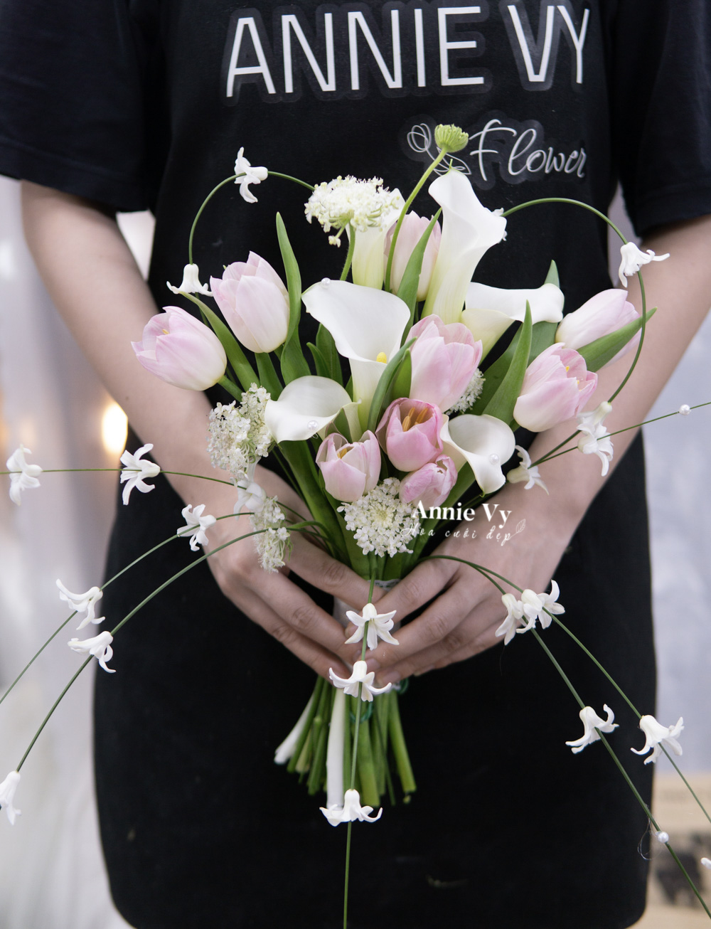Hoa Cưới Calla mix Tulip Hồng, Rủ Dạ Lan Hương H923, HA457