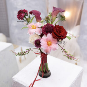 Hoa Cưới Calla Đỏ, Tulip Nhuộm Hồng Đào, Scabiosa H982