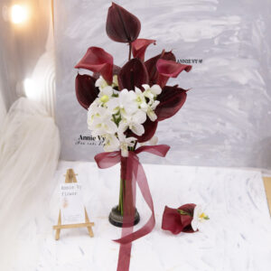 Hoa Cưới Calla Đỏ mix Hồng Môn Đỏ Đô, Lan Mini HA044
