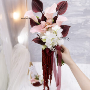 Hoa Cưới Calla Hồng mix Hồng Môn Đỏ Đô, Lan Mini HA048
