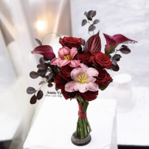 Hoa Cưới Calla Đỏ, Tulip Nhuộm Nâu Đỏ HA051