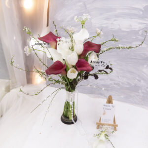 Hoa Cưới Calla Đỏ, Calla Trắng, Tulip Trắng, Tuyết Mai HA067